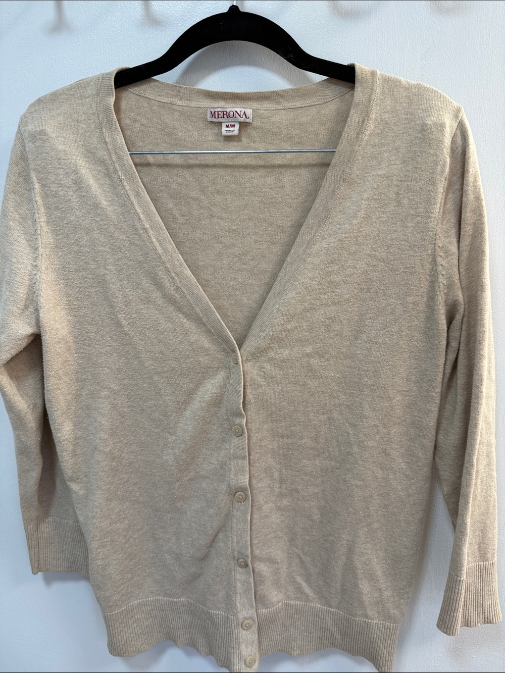 Merona Light Beige V-Neck Button Front Cardigan